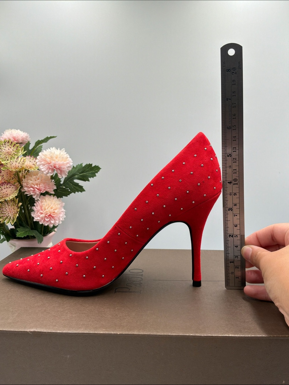 Paolo Red Studded Pointed-Toe Stilettos - Picture 6 of 6